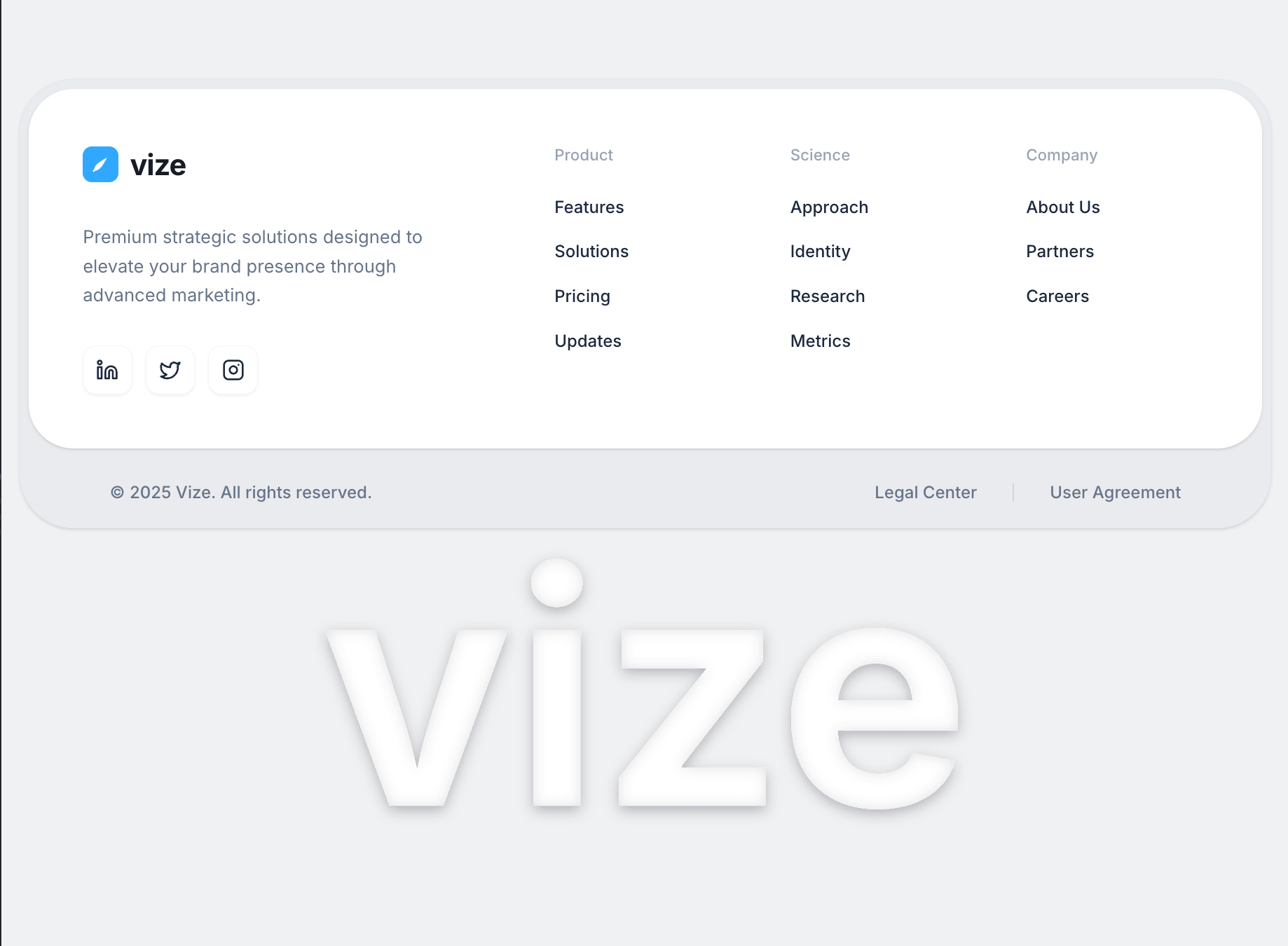 Vize Footer interface preview