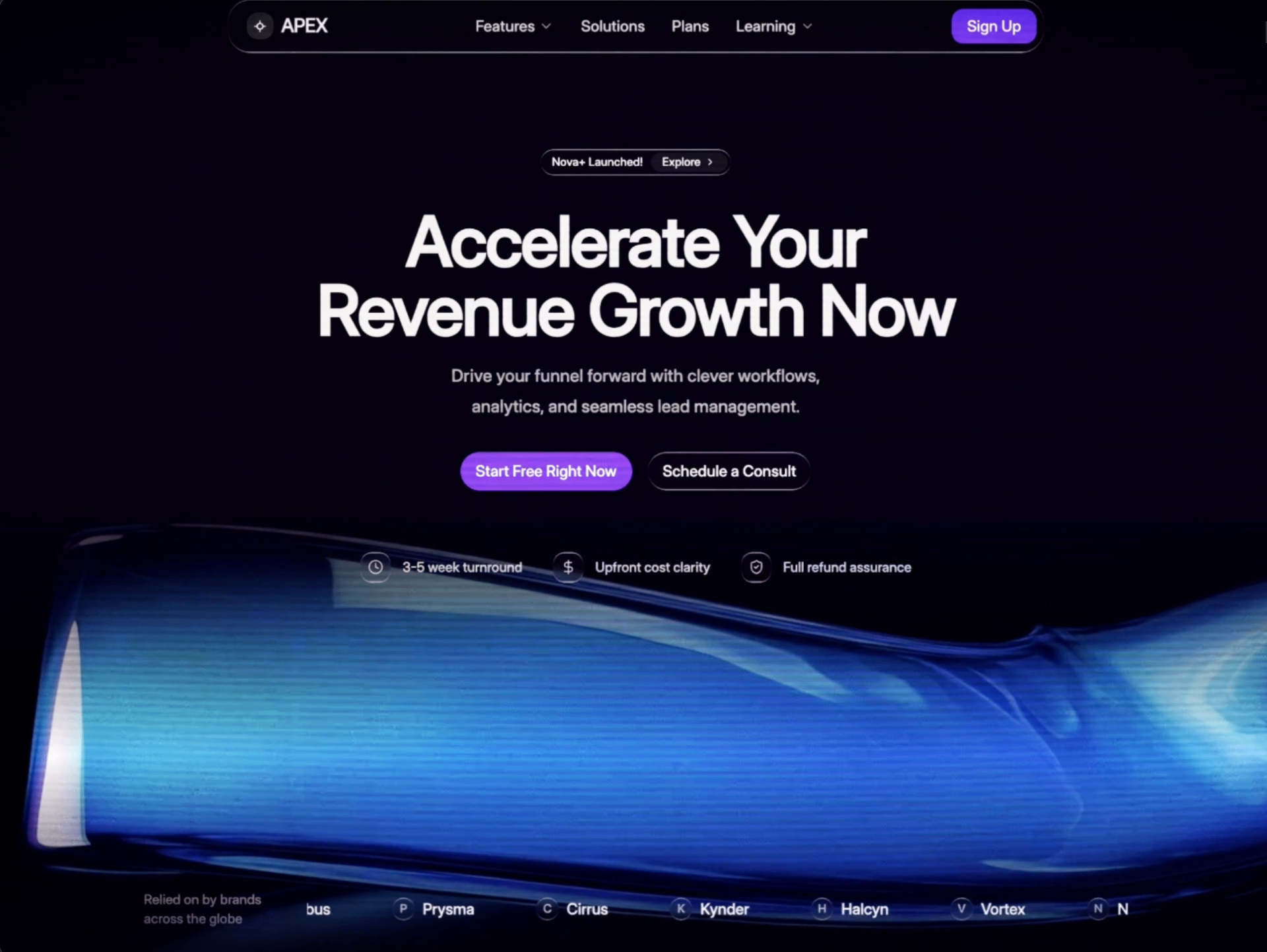 MotionSites Apex SaaS Hero Section 範例