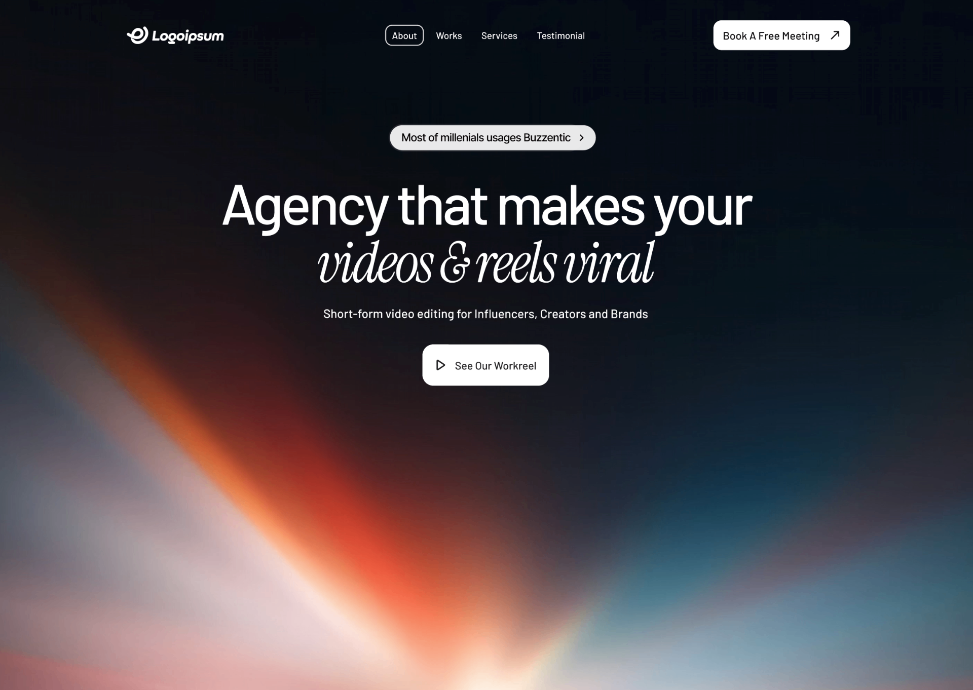 MotionSites Buzzentic Agency Hero Section 範例