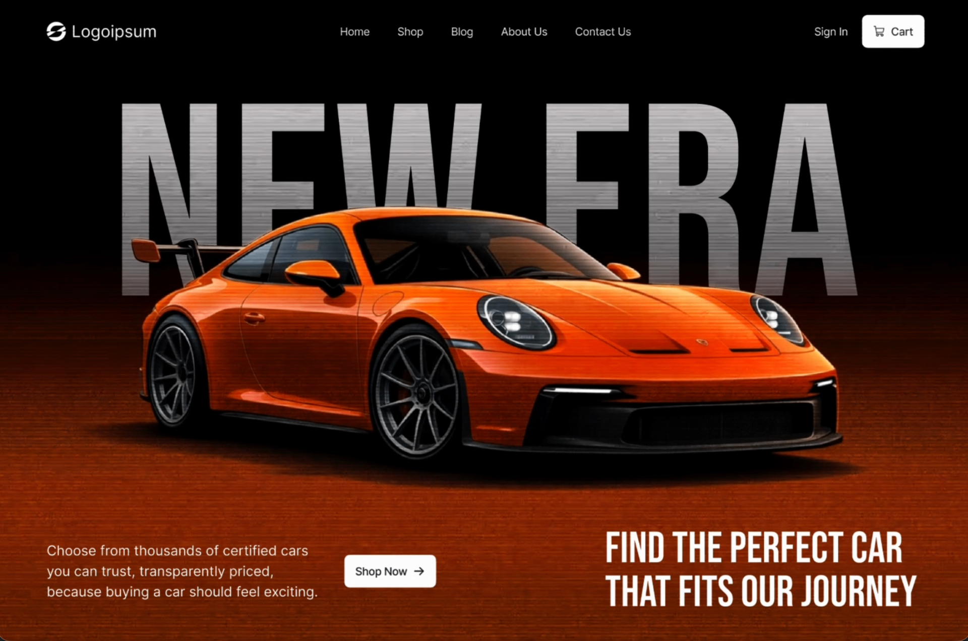 MotionSites New Era Automotive Hero Section，展示汽車產業風格的動態首頁