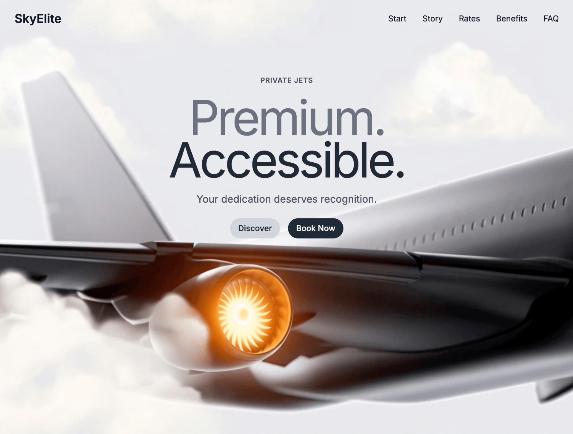SkyElite Private Jets interface preview